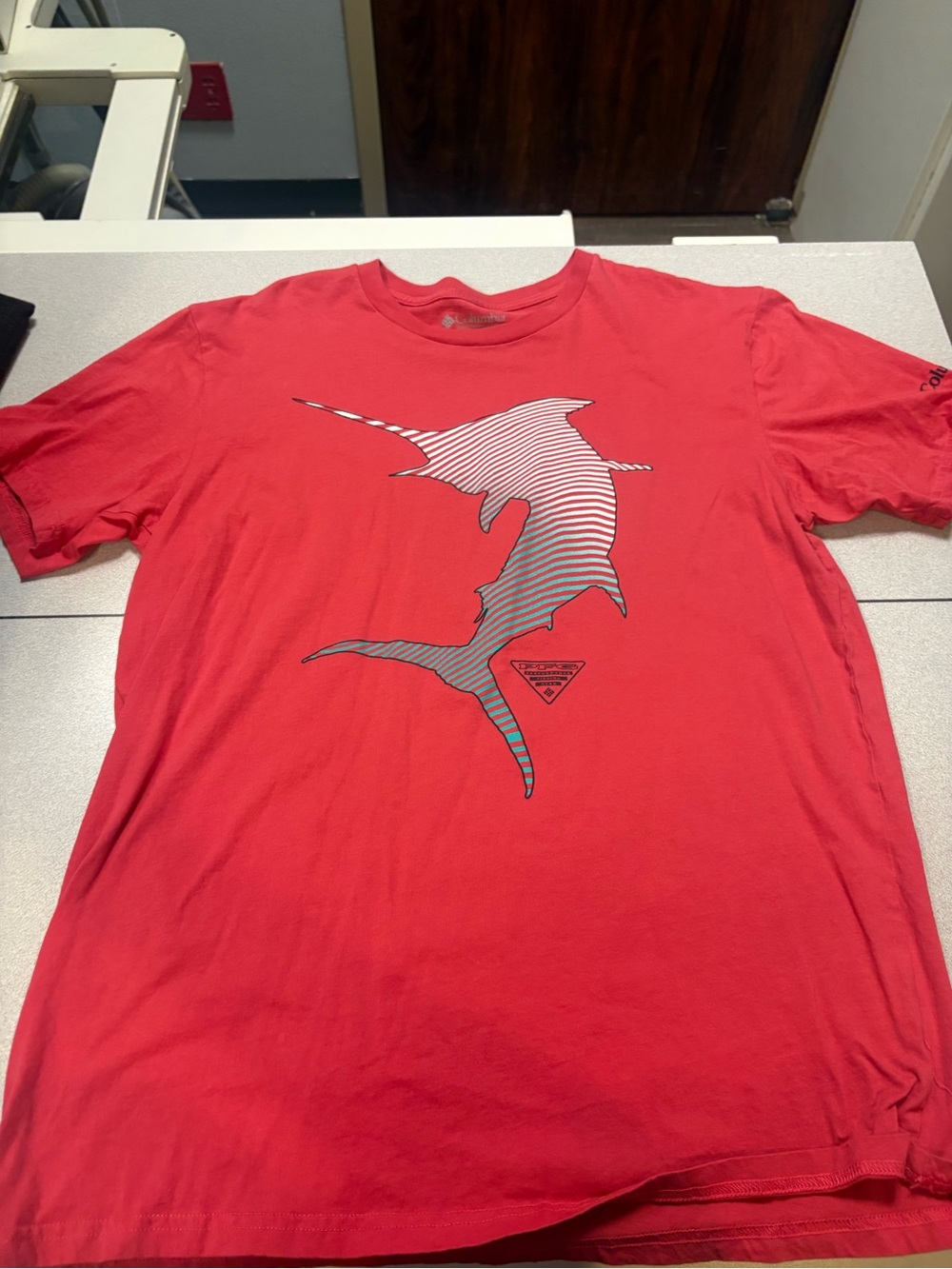 Columbia Red Short-Sleeve Graphic Marlin Tee